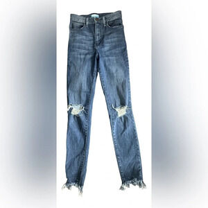 Mumu Blue Distressed Skinny Jeans Raw Hem Jeans Size 24 High Rise